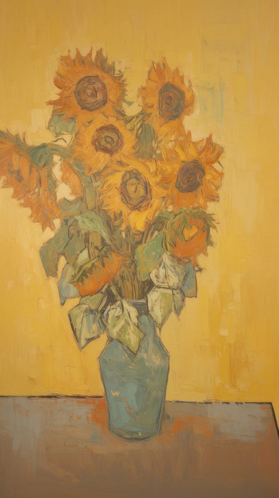  Sunflowers bouquet painting plant art. AI generated Image by rawpixel.
