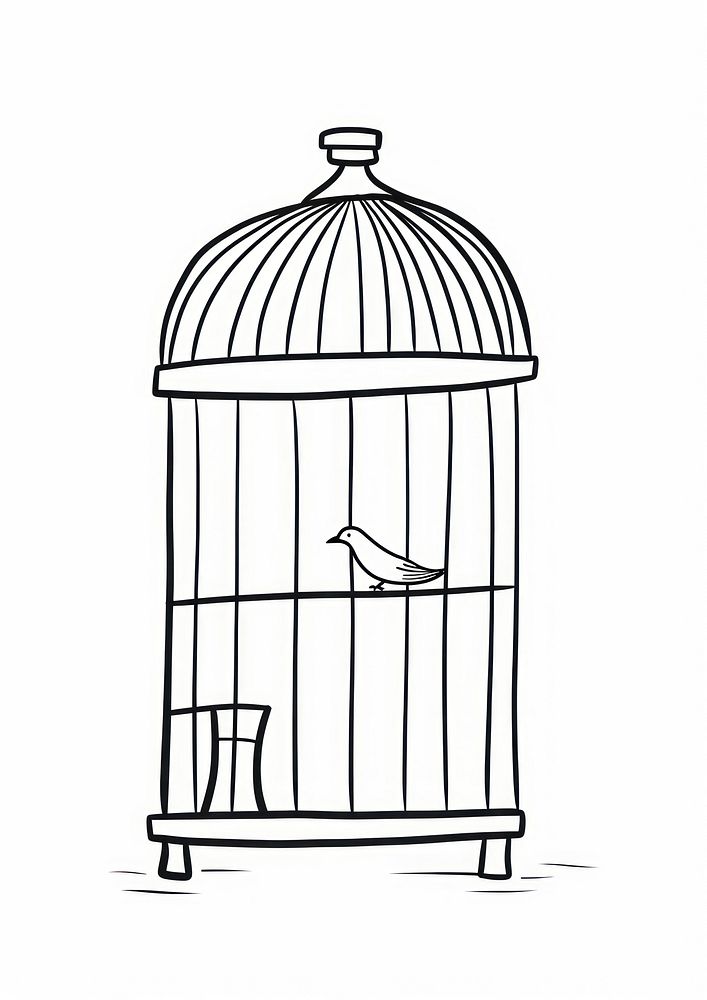 Bird cage sketch white line.