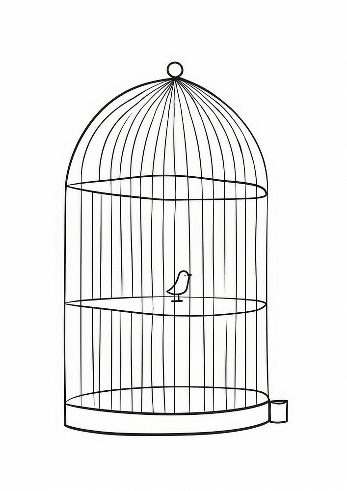Bird cage sketch line white background.