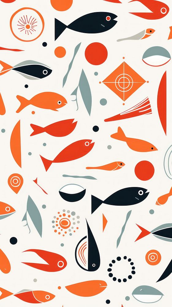 Geometric seafood pattern fish backgrounds.