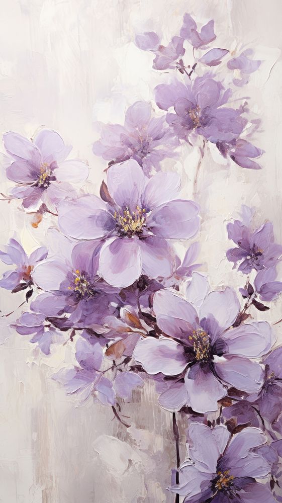  Violet flower pattern painting backgrounds blossom. AI generated Image by rawpixel.