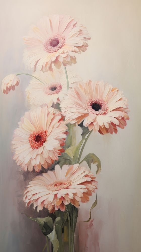  Gerbera flower pattern painting petal plant. AI generated Image by rawpixel.