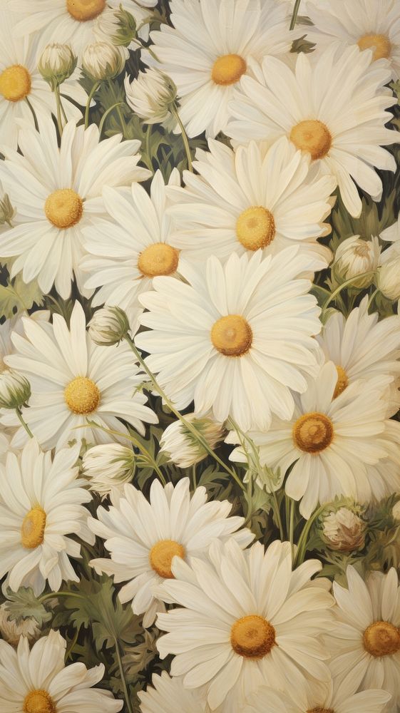  Vintage daisy pattern flower backgrounds painting. AI generated Image by rawpixel.