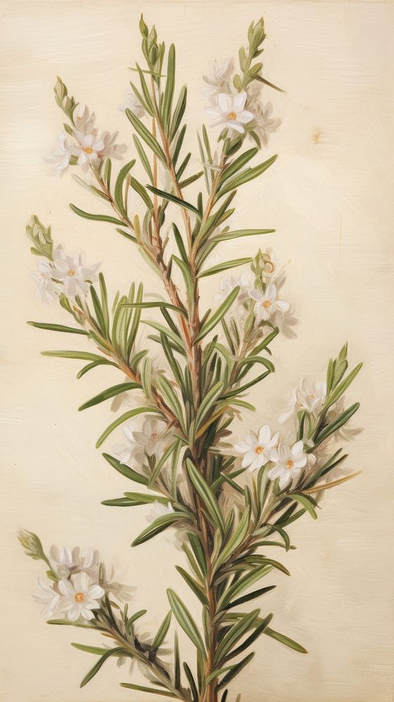  Rosemary pattern flower painting plant. AI generated Image by rawpixel.