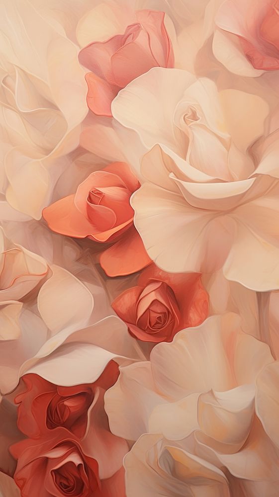  Red rose petals pattern painting flower backgrounds. AI generated Image by rawpixel.