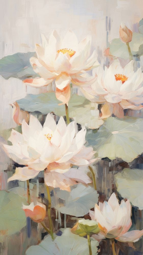  Lotus flower pattern painting blossom plant. AI generated Image by rawpixel.