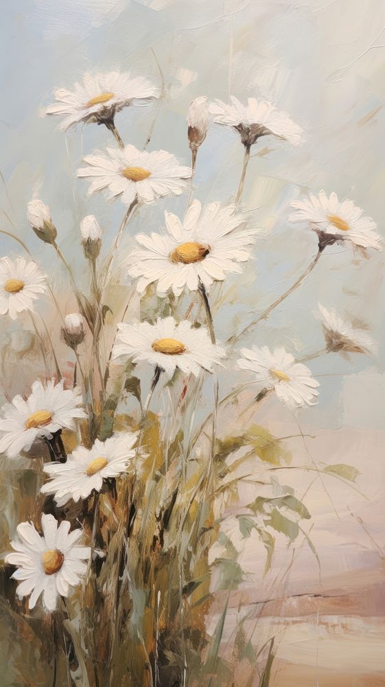  Vintage daisy pattern painting flower plant. AI generated Image by rawpixel.