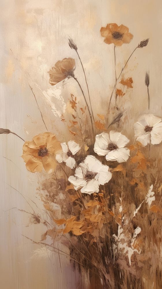  Dried wild flowers painting plant art. 