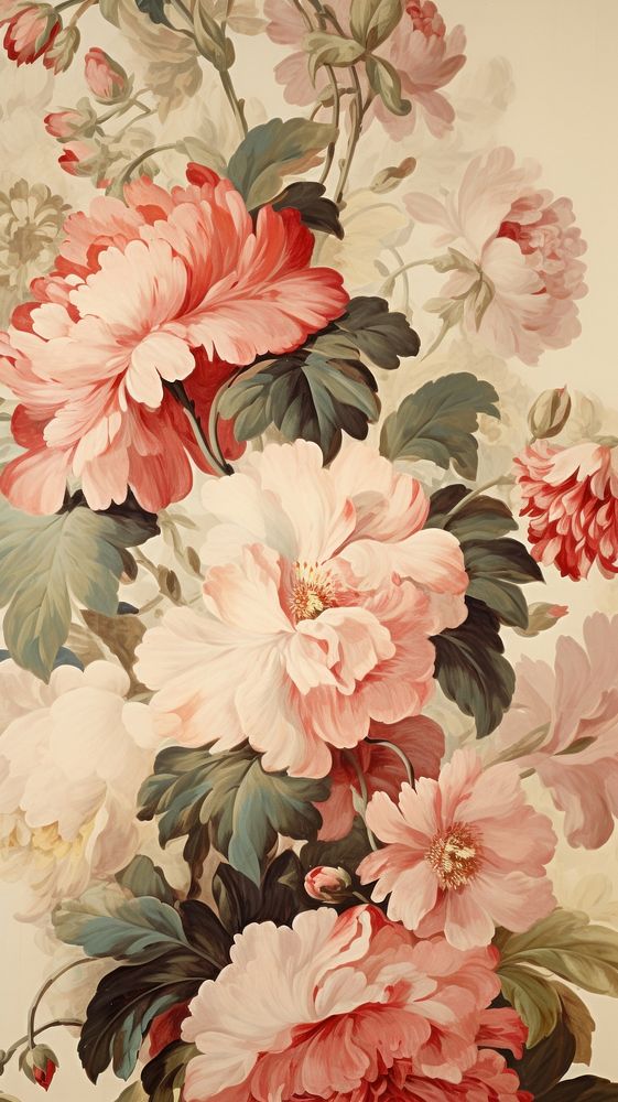  Victorian style flower pattern painting backgrounds plant. AI generated Image by rawpixel.
