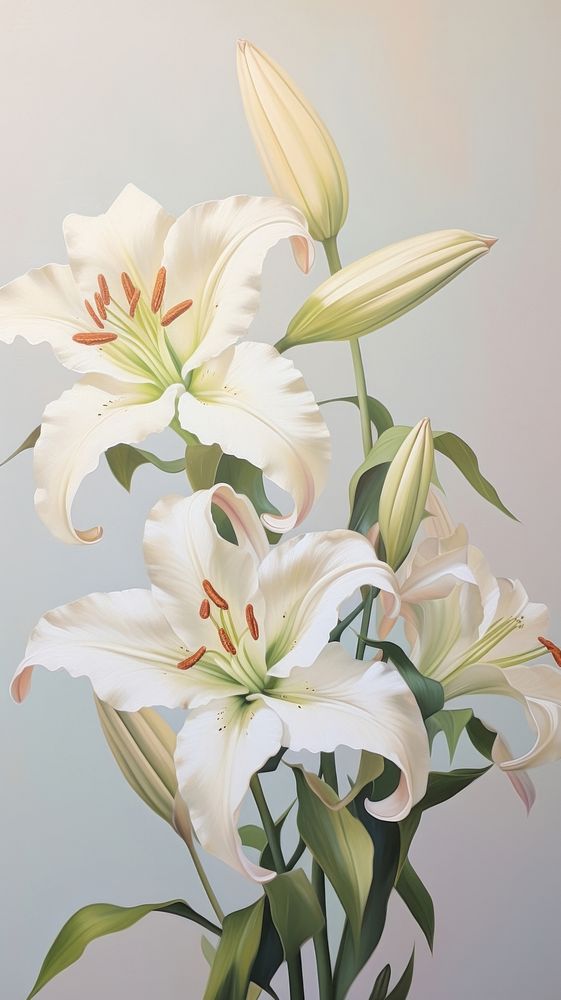  White lily flower pattern plant inflorescence freshness. AI generated Image by rawpixel.