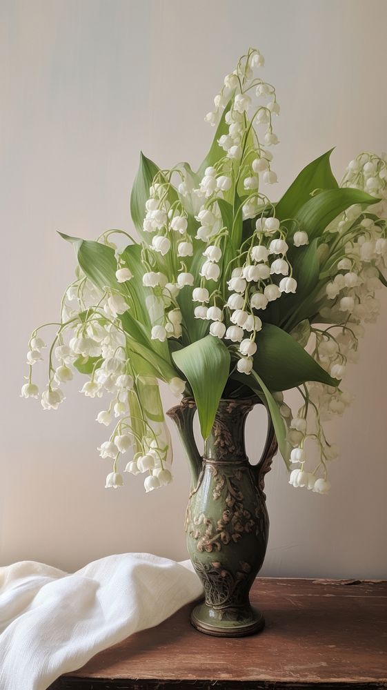  Lily of the valley flower plant vase. AI generated Image by rawpixel.