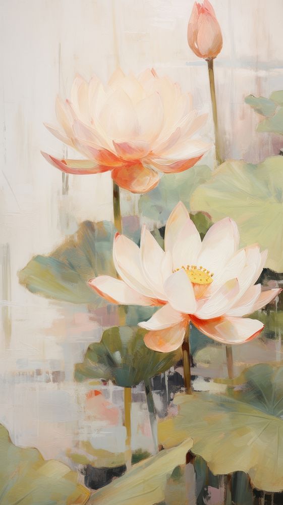  Lotus flower pattern painting plant lily. AI generated Image by rawpixel.