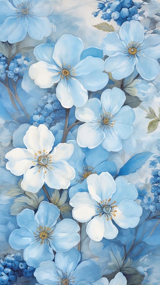  Wild bluebelle flowers painting backgrounds blossom. AI generated Image by rawpixel.