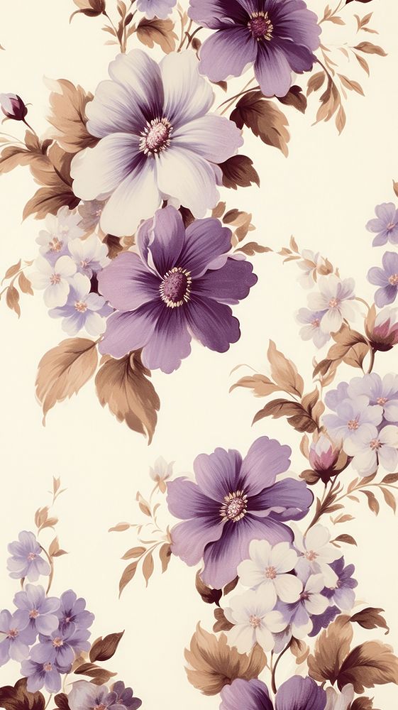  Violet flowes pattern flower backgrounds blossom. AI generated Image by rawpixel.