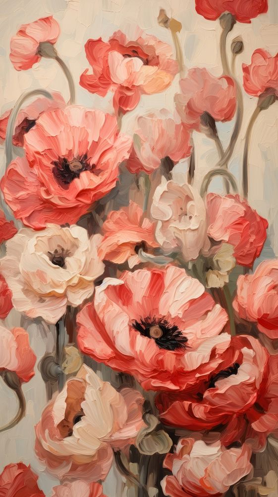  Poppy flower pattern painting backgrounds petal. AI generated Image by rawpixel.