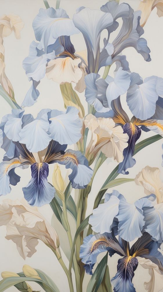  Iris flower pattern painting backgrounds plant. AI generated Image by rawpixel.