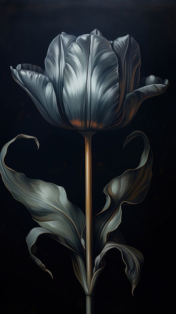  Black tulip flower pattern painting plant inflorescence. AI generated Image by rawpixel.