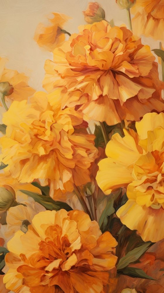  Marigold flower pattern painting backgrounds plant. AI generated Image by rawpixel.