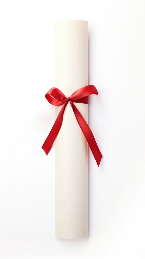 Diploma scroll ribbon paper red.