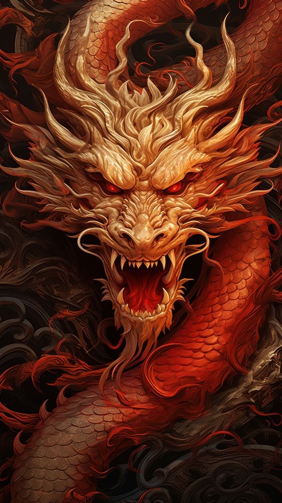 Chinese dragon red representation backgrounds.