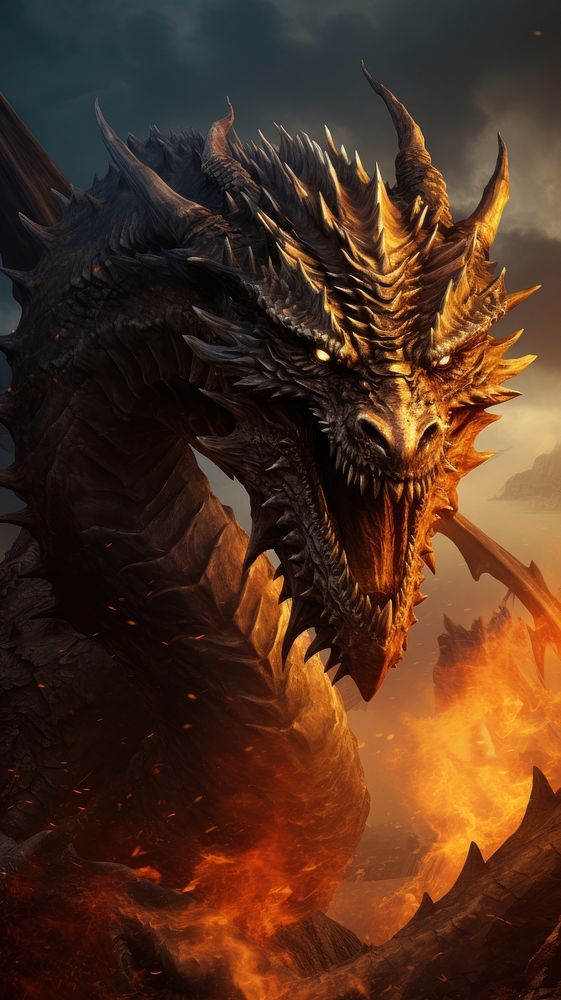 Illustration of a dragon fire darkness burning.