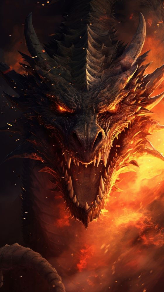 Illustration of a dragon fire breath creativity darkness burning.