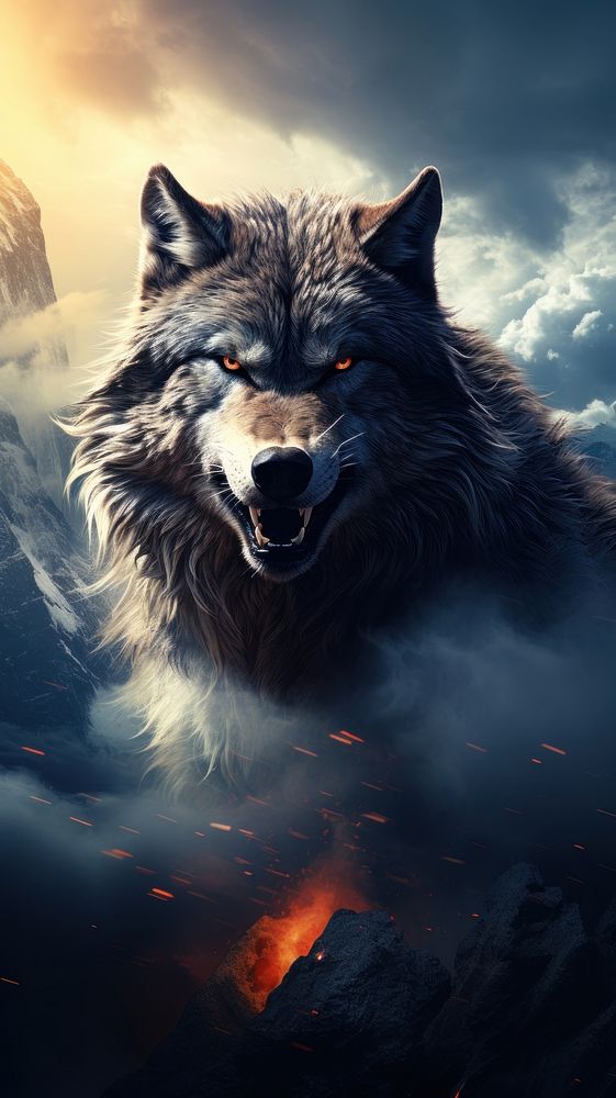 Illustration of alpha wolf outdoors mammal animal.