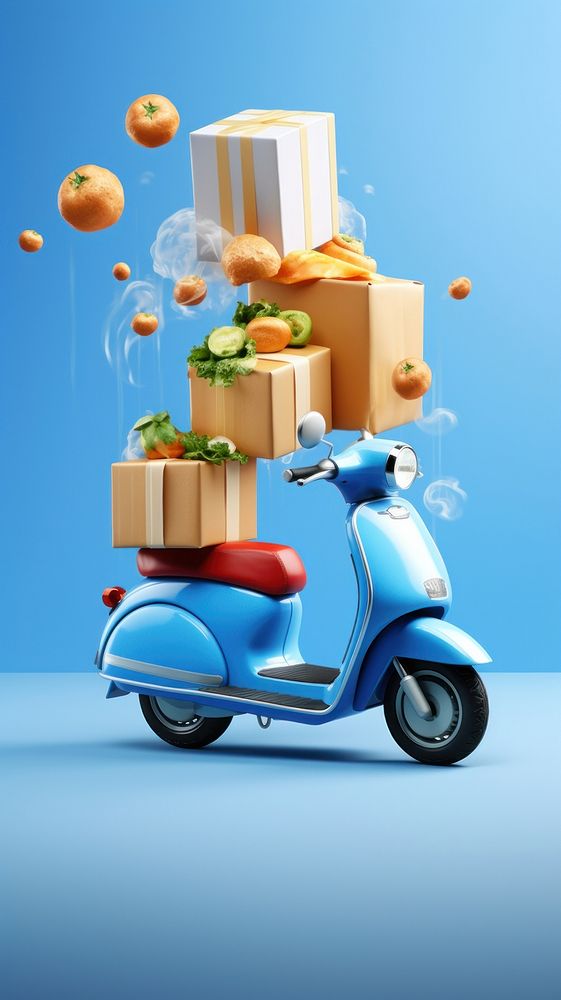 Online food delivery motorcycle vehicle scooter.