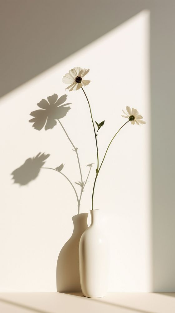  Vase flower shadow petal plant. AI generated Image by rawpixel.