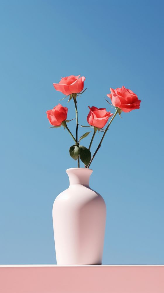  Roses vase flower plant petal. AI generated Image by rawpixel.