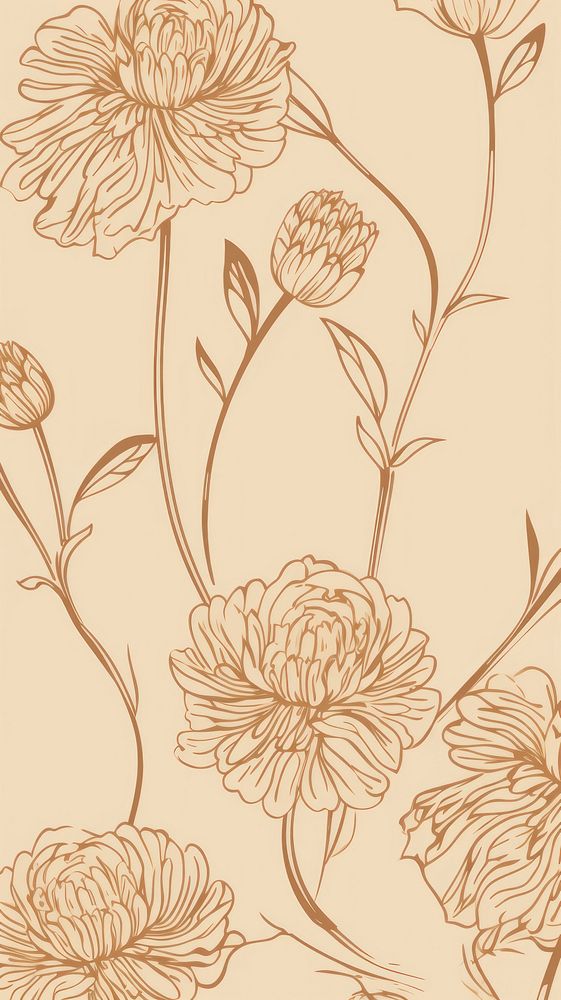  Marigold flower pattern sketch drawing plant. AI generated Image by rawpixel.