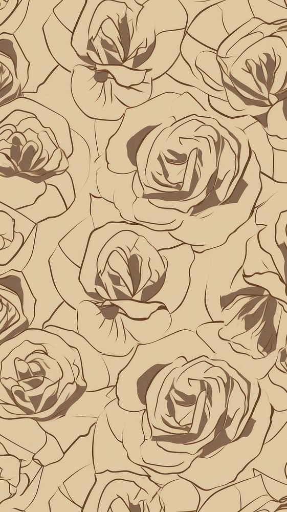  Rose flowers repeated pattern sketch drawing plant. AI generated Image by rawpixel.