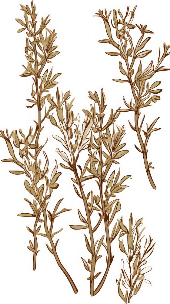  Rosemary bushes pattern sketch drawing plant. AI generated Image by rawpixel.