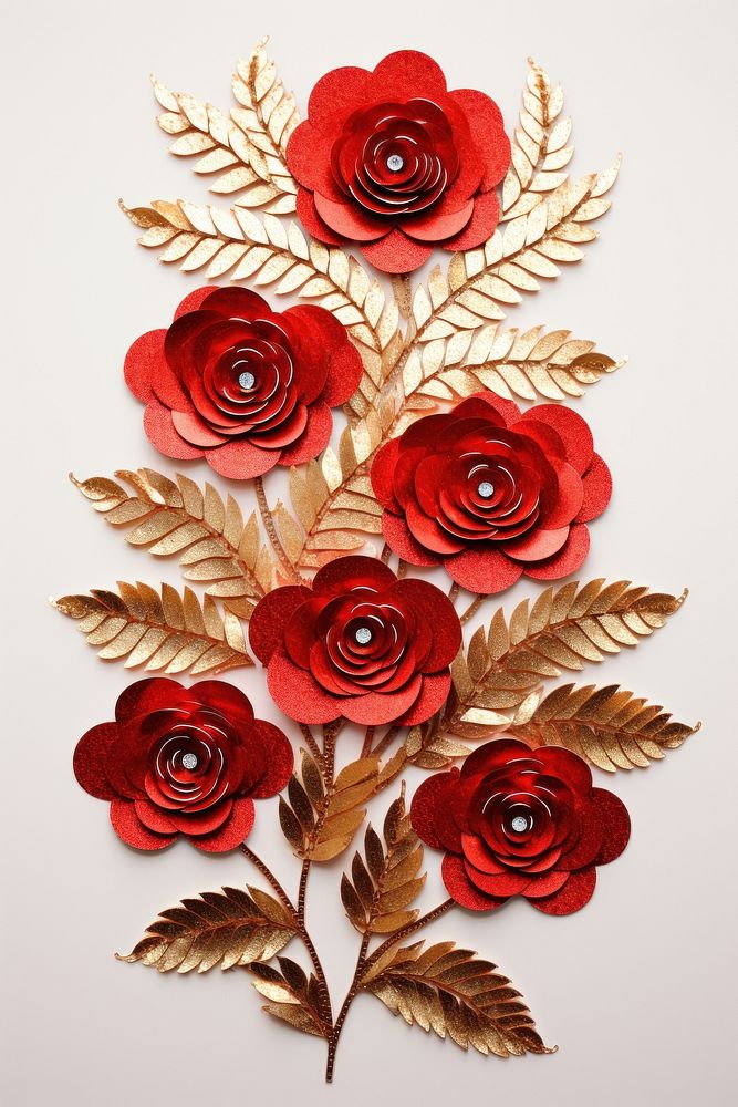 Red rose bouquet pattern flower plant.