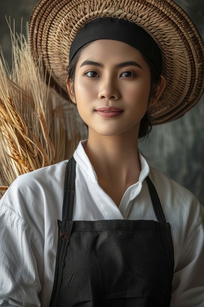 Thai female chef portrait adult photo.