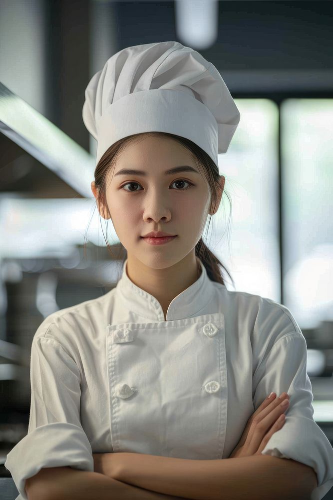 Thai female chef restaurant portrait freshness.