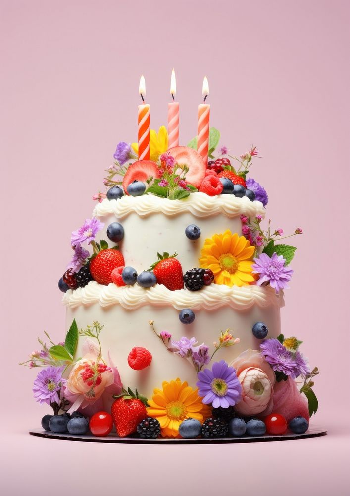 Birthday cake blueberry dessert flower.