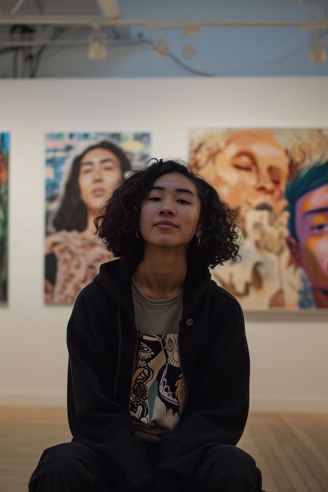 Multi ethnic art curator at gallery portrait adult photo.