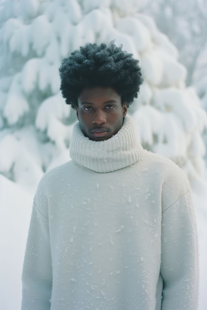 Black men portrait winter adult.