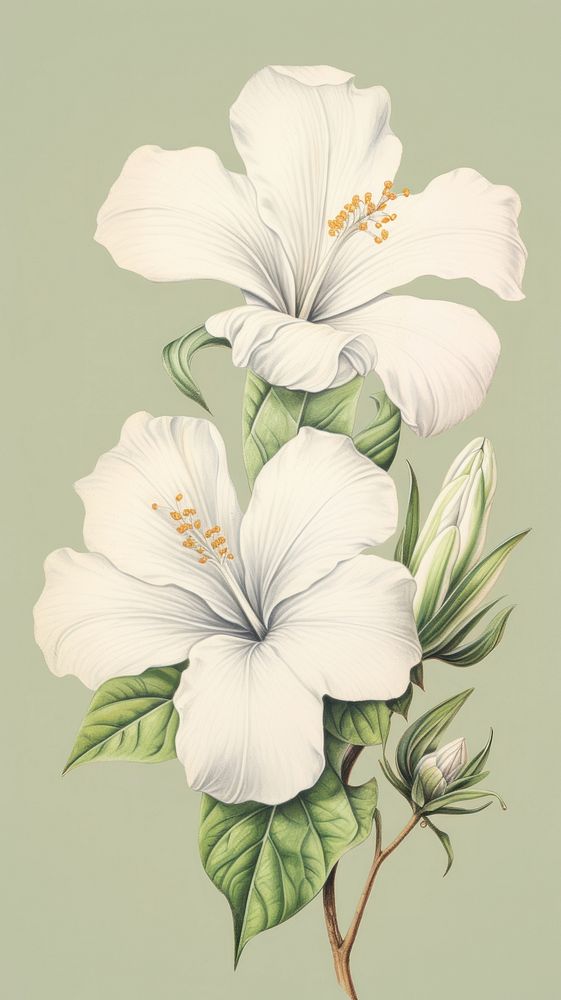 White flower hibiscus blossom sketch.