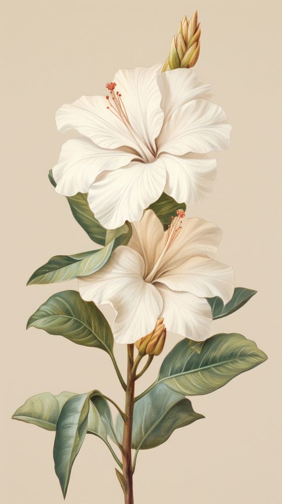 White flower blossom sketch plant.