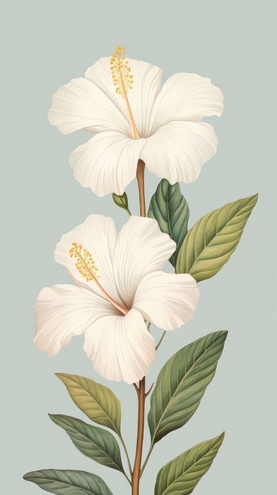 White flower hibiscus blossom plant.
