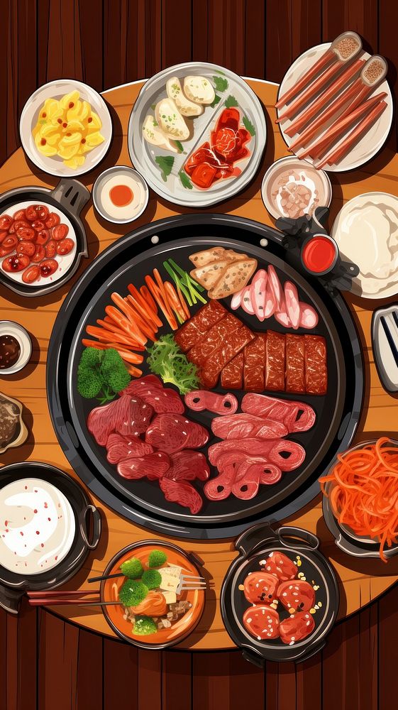 Traditional korean food dish table plate.