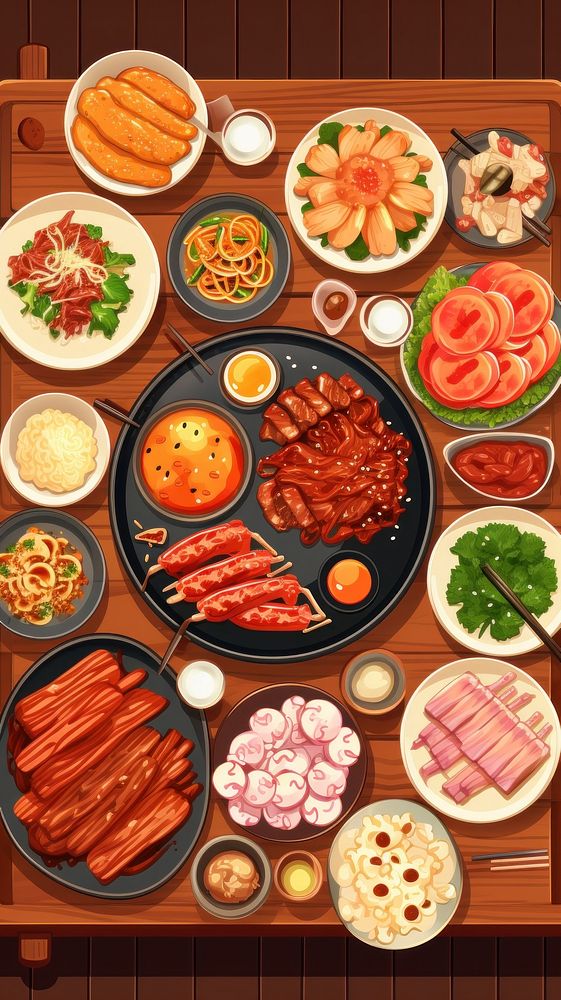 Traditional korean food dish table plate.