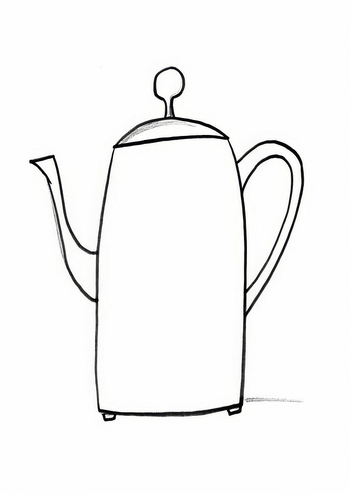 Vintage coffee kettle teapot sketch line.