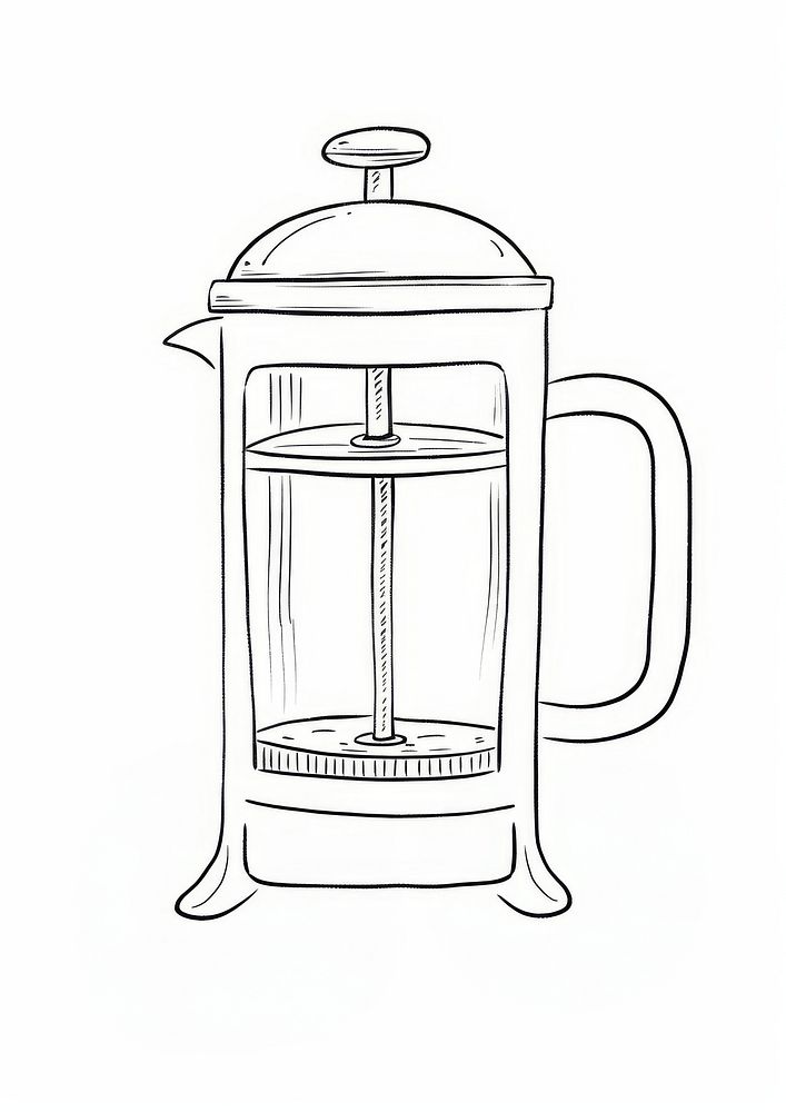 Vintage coffee maker sketch doodle cup.