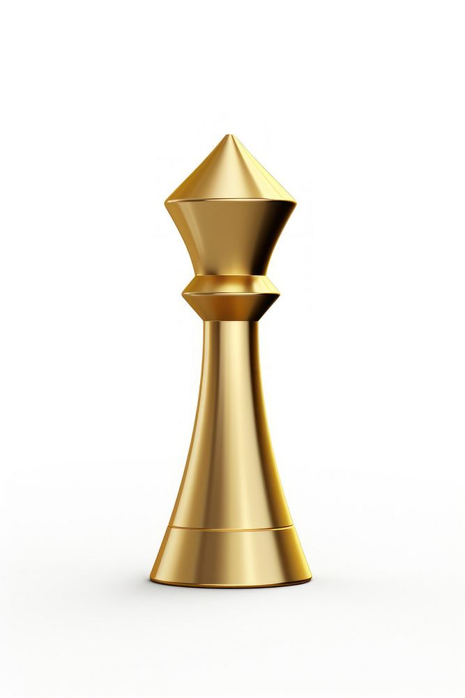 A bishop chess piece trophy gold white background.