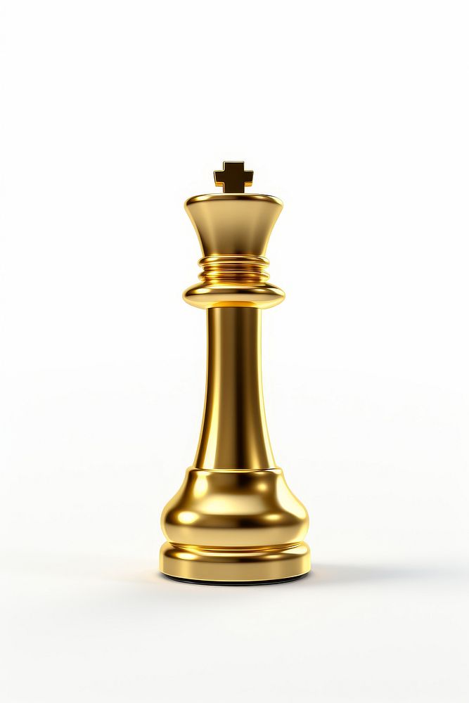 A king chess piece gold game white background.