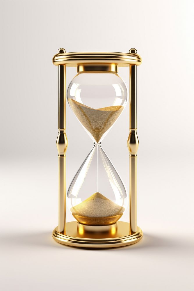 A minimal hourglass gold white background deadline.