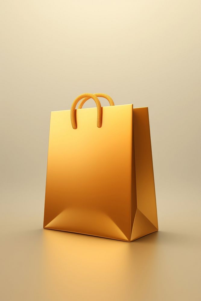 A minimal shopping bag icon handbag gold consumerism.